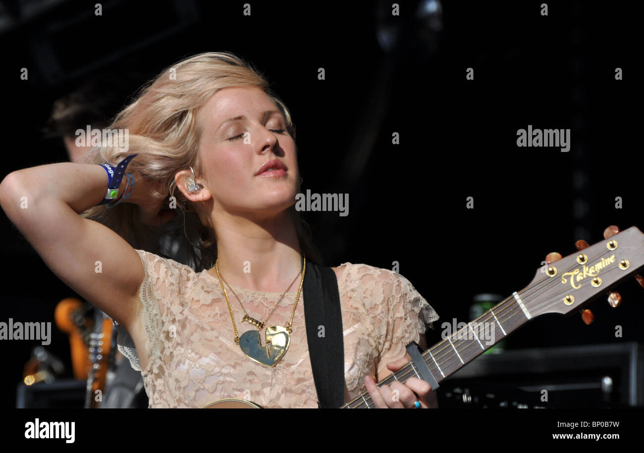 Ellie Golding performs at Camp Bestival music festival in Dorset, England, 2010 Stock Photo