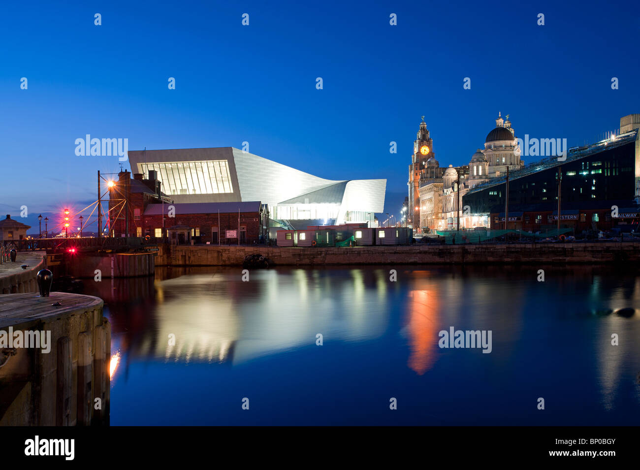 The Museum Of Liverpool And Pier Head At Night Liverpool Merseyside UK Stock Photo