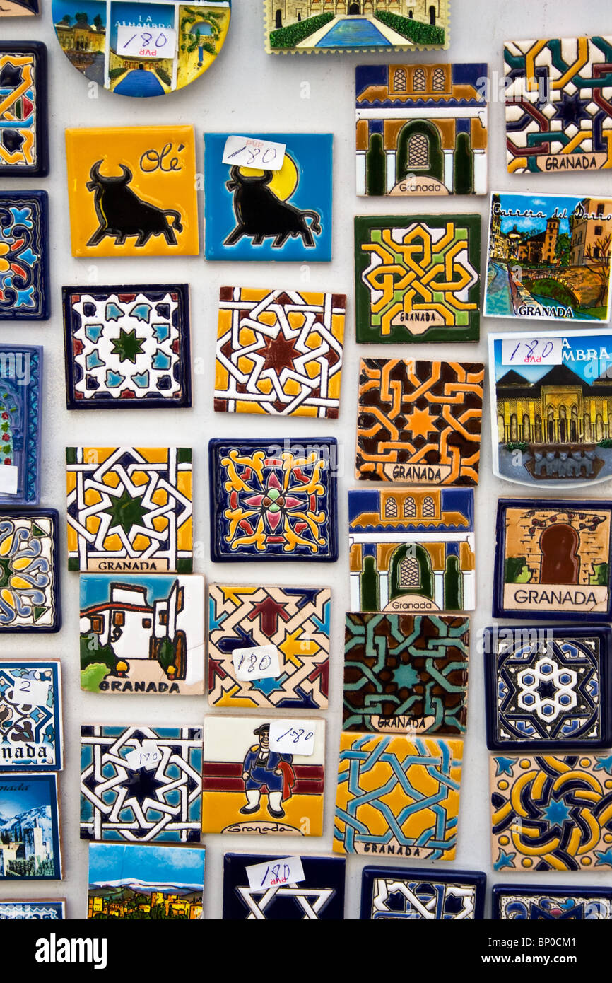 Ceramic souvenirs on sale, Granada, Andalucia, Spain Stock Photo Alamy