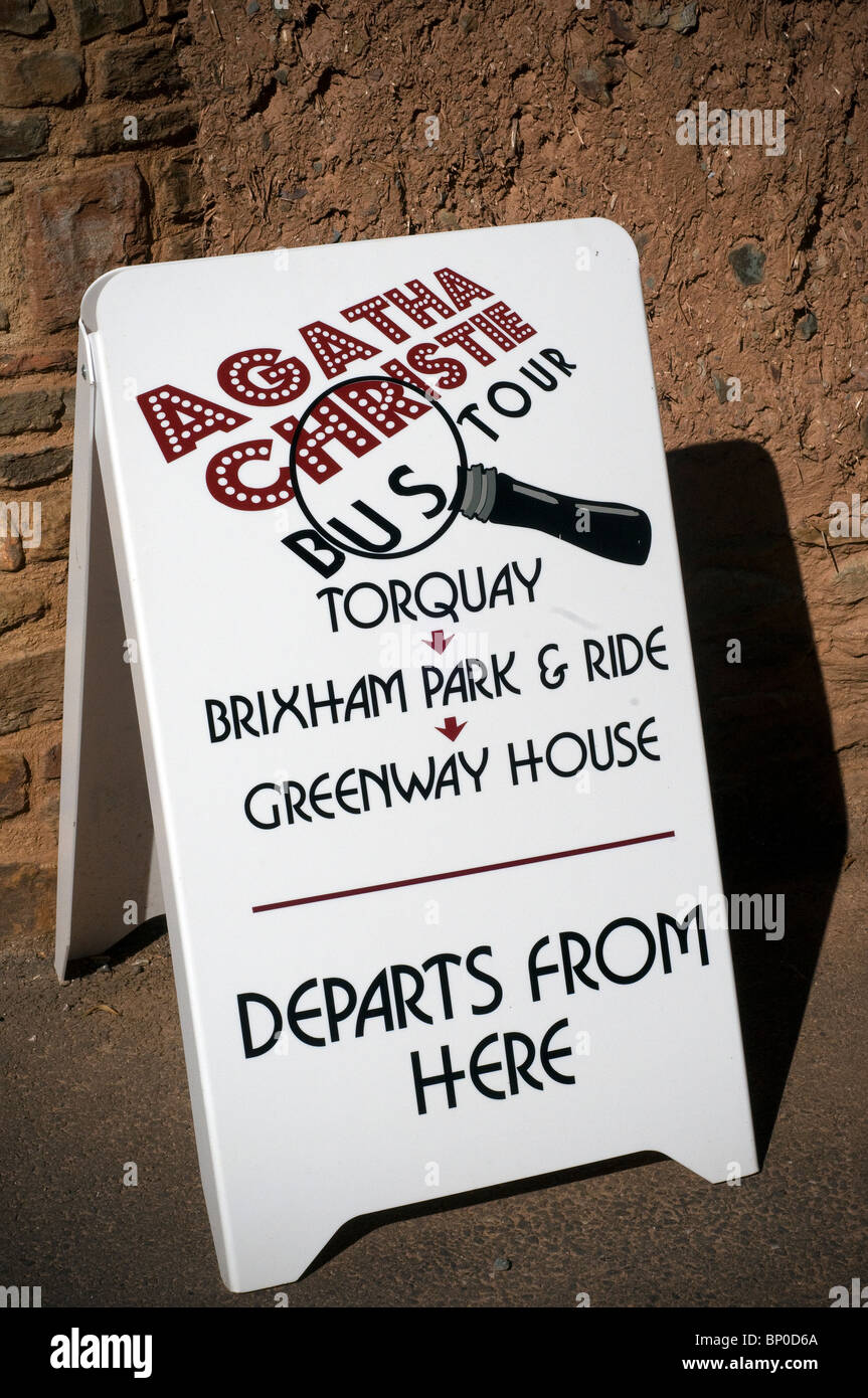 sign for the Leyland bus to Greenway house the home of Agatha Christie