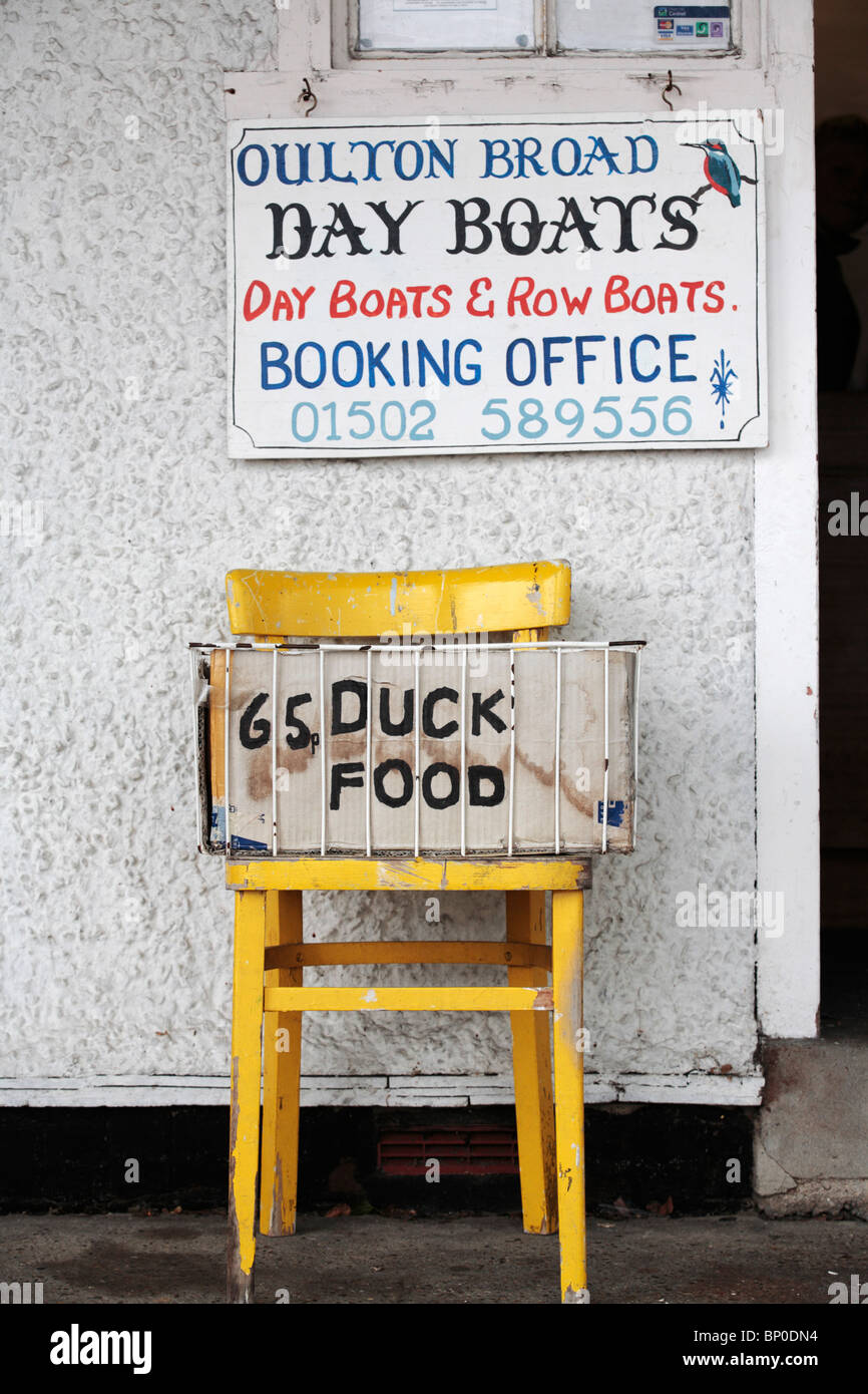England, Norfolk Broads. Duck food for sale at Oulton Broad Stock Photo