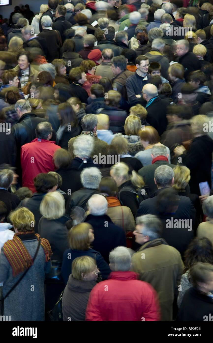 France, Pays de la Loire, Loire Atlantique, Nantes, cité des Congrès, crowd queuing Stock Photo
