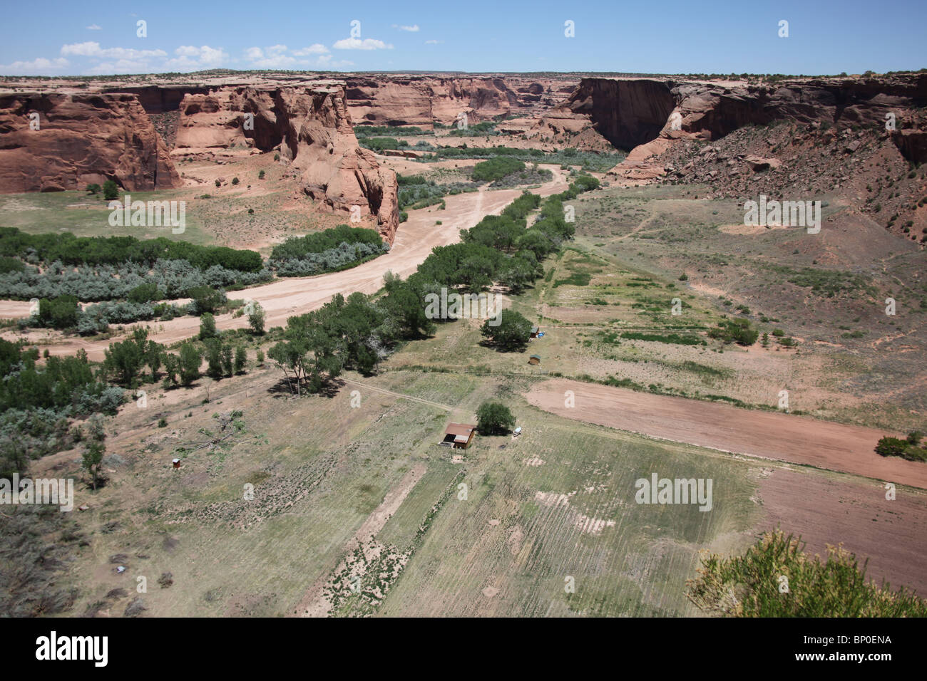 Navajo home at canyon floor in Canyon de Chelly, USA National Park, Chinle, Arizona, June 16, 2010 Stock Photo