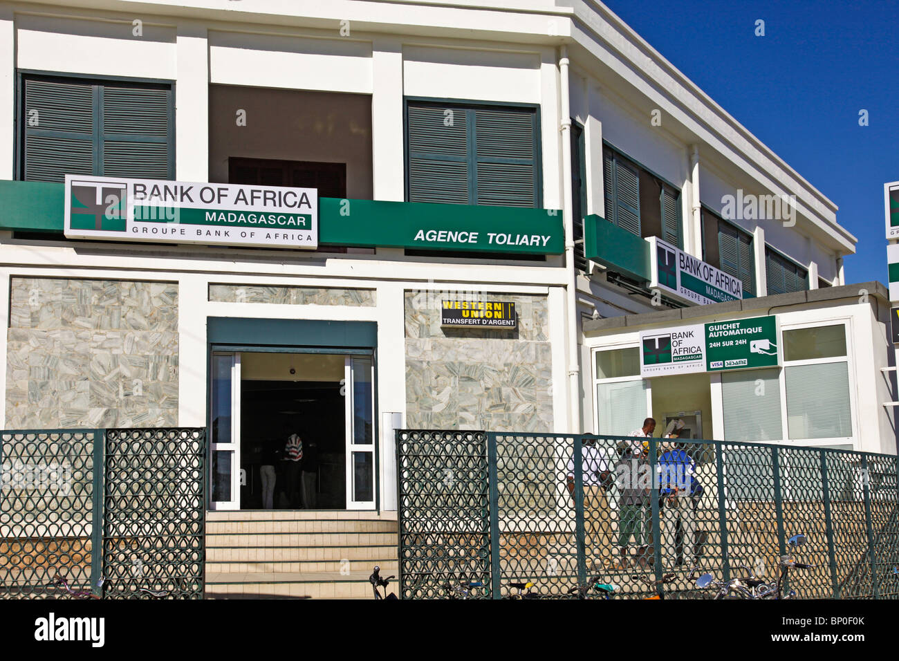 Bank of Africa branch in downtown Toliara aka Toliary fka Tulear, Atsimo Andrefana,  south west Madagascar Stock Photo
