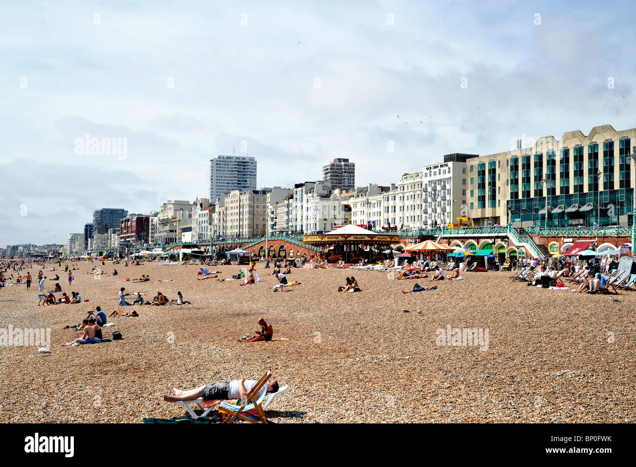 Beach Bathers, Brighton, England Stock Photo