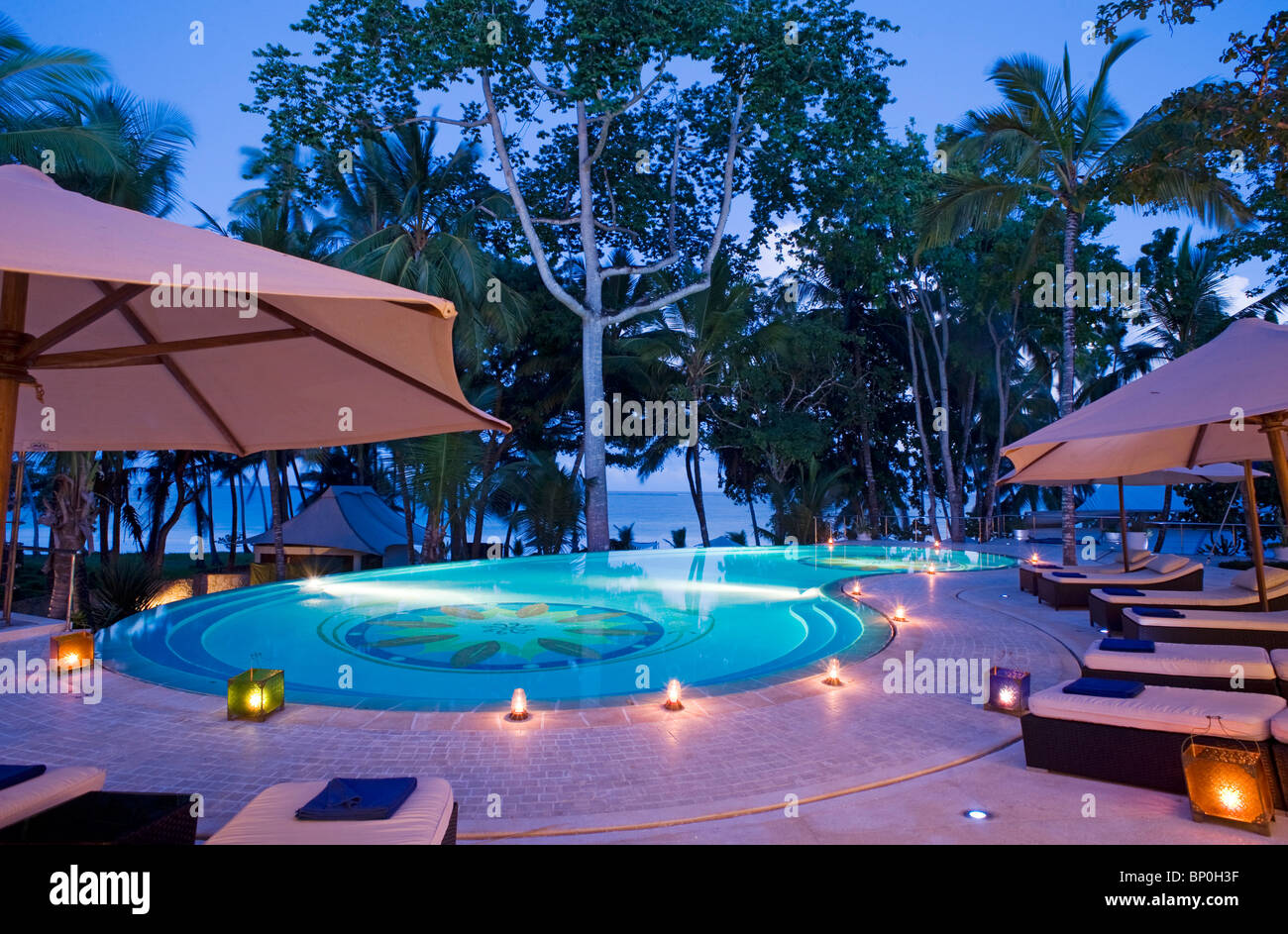 Kenya, Coast, Diani Beach. Swimming pool of the Presidential Suite at Almanara Beach Resort. Stock Photo