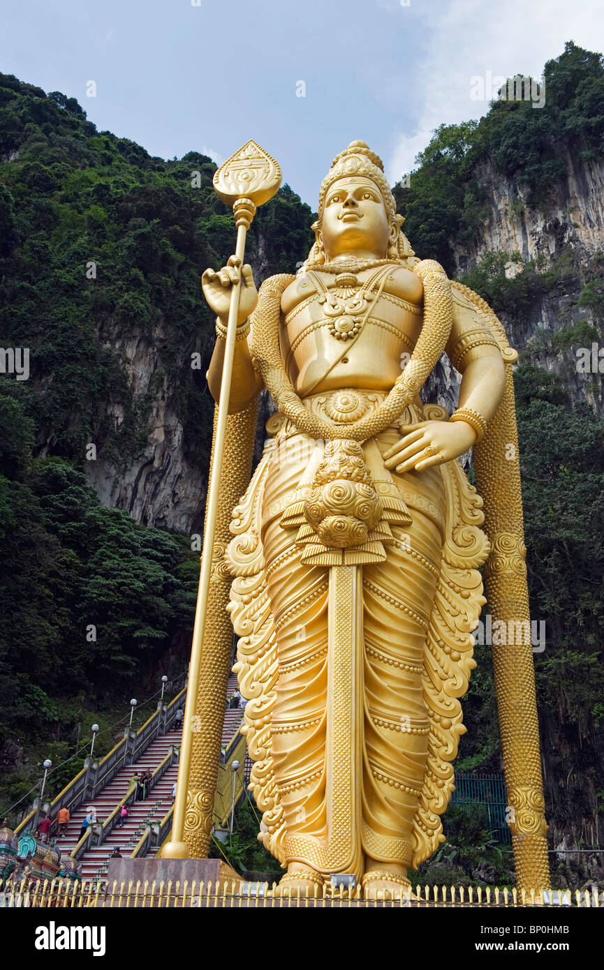 South East Asia, Malaysia, Kuala Lumpur, statue of Muruga, Lord Subramania, at Batu Caves Stock