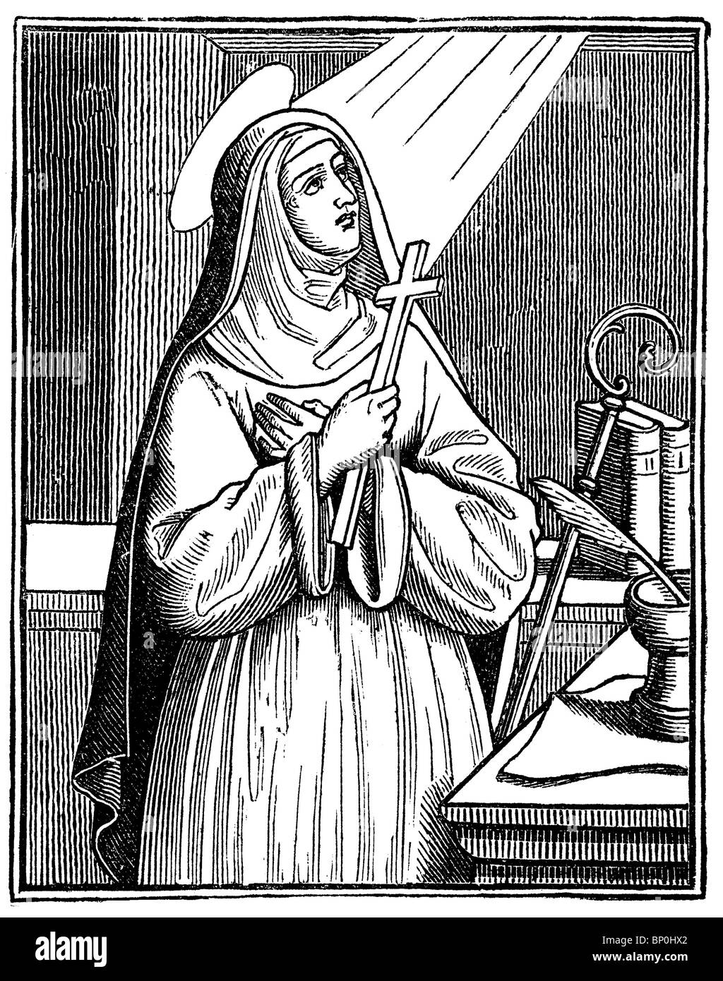 Blessed Hildegard von Bingen (1098–1179), Christian mystic, German Benedictine abbess, visionary, and polymath Stock Photo