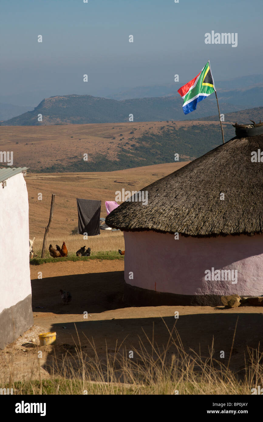 Zulu Homestead near Isandlwana, South Africa Stock Photo