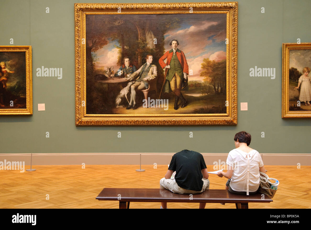 The Honorable Henry Fane with Inigo Jones and Charles Blair,  by Sir Joshua Reynolds (English, Plympton 1723–1792 London), Stock Photo