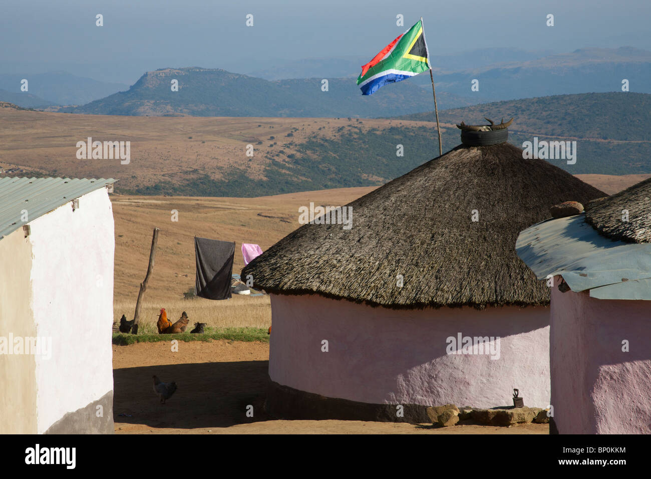 Zulu Homestead near Isandlwana, South Africa Stock Photo