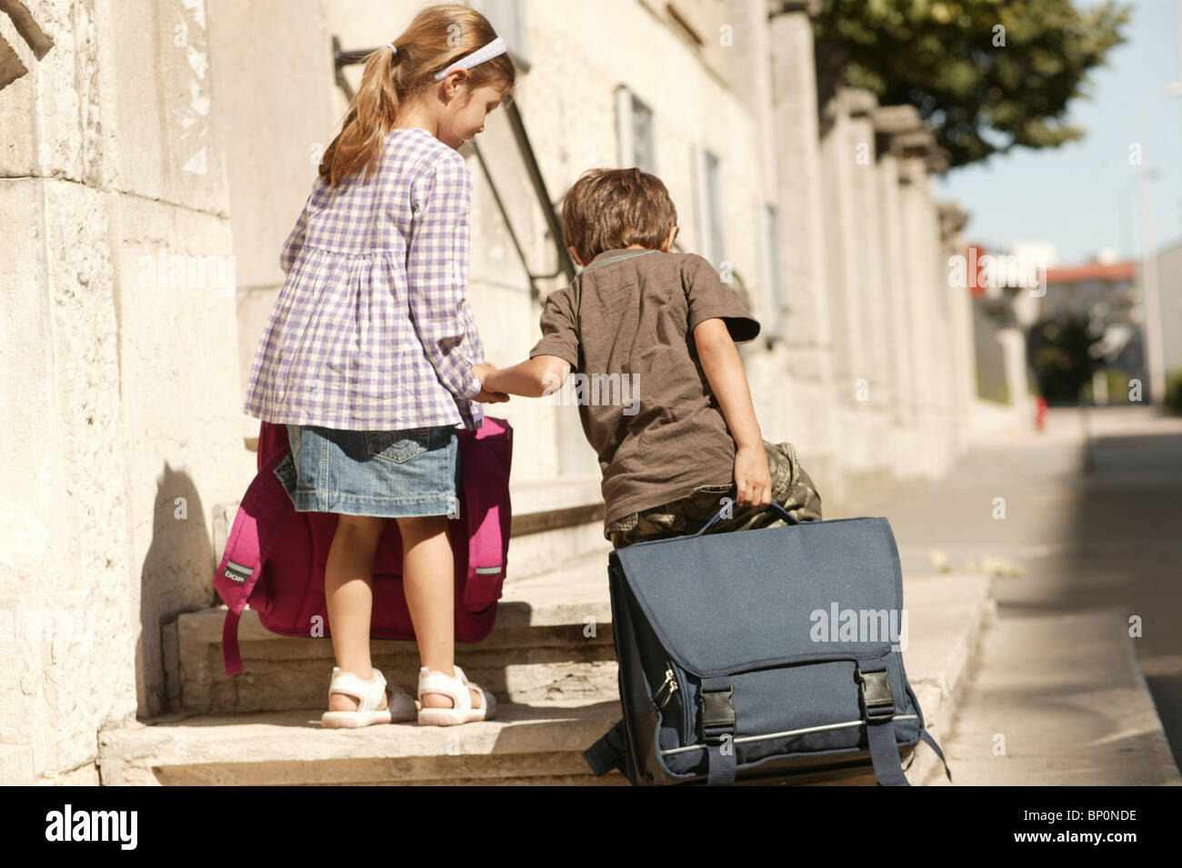 Children on their way to school Stock Photo - Alamy