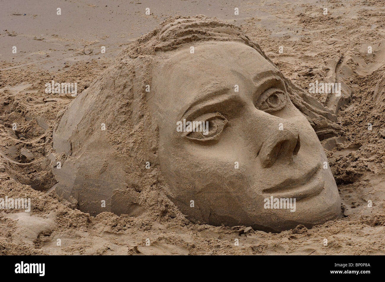 Sand Sculpture on a beach along the River Thames Stock Photo Alamy