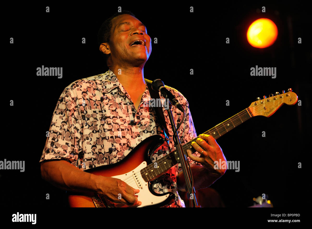 Robert Cray, US blues singer rock musician performing in the main stage marquee. Maryport Blues Festival, 2010. Cumbria, England Stock Photo