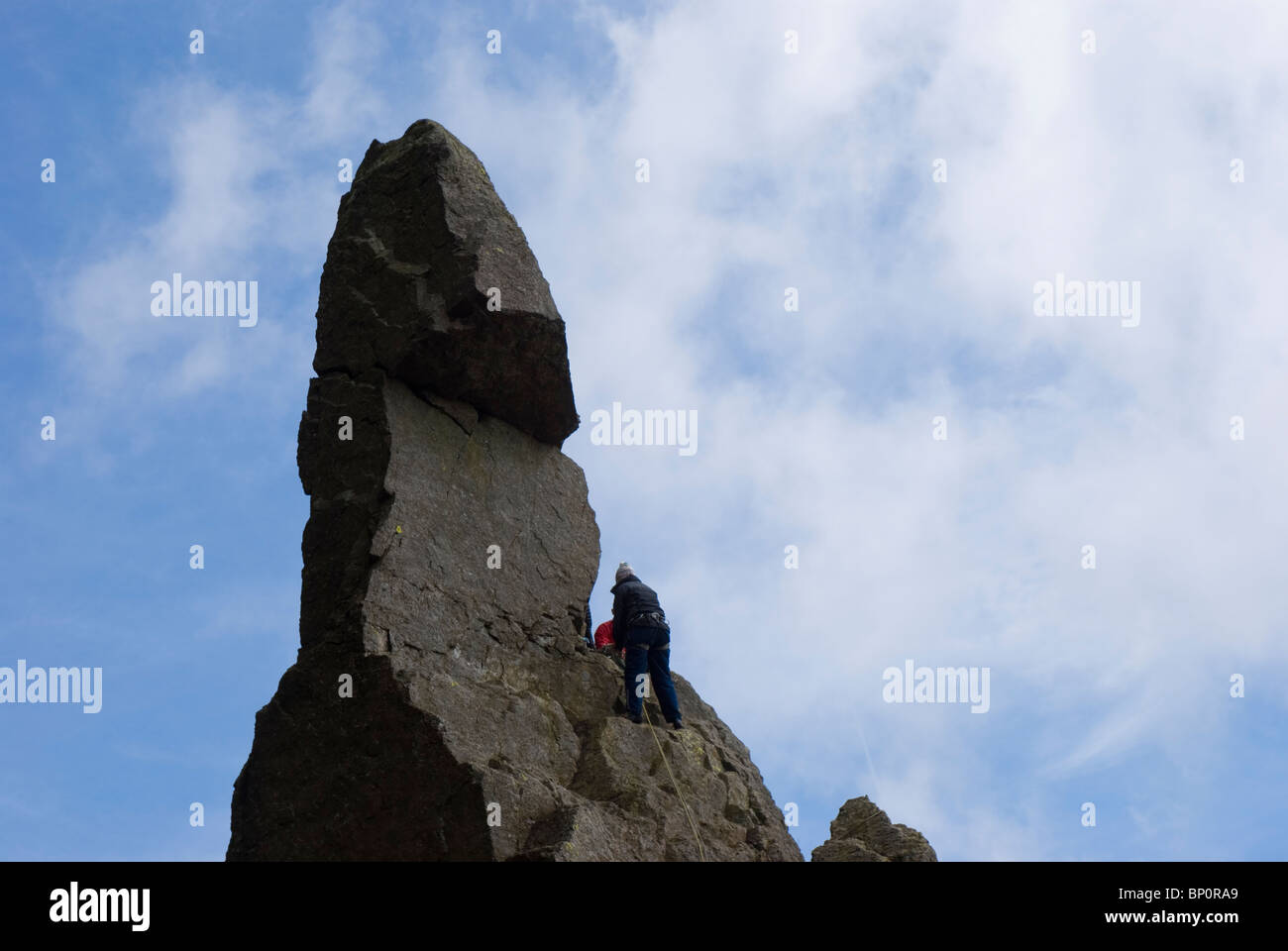 Climbers on Napes Needle as viewed from the Dress Circle, Great Gable