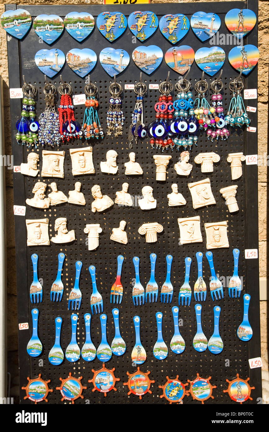 Souvenirs on display, Rhodes, Greece Stock Photo Alamy