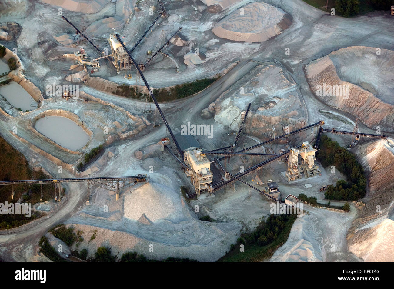 aerial view above rock quarry Georgia Stock Photo
