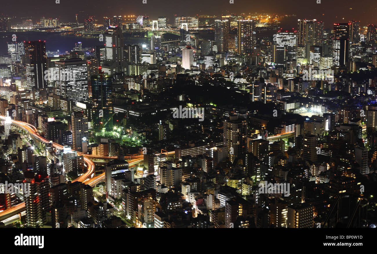 Tokyo at night panorama with illuminated skyscrapers Stock Photo