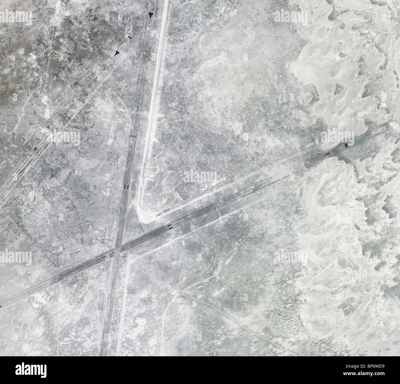 aerial map view above airport White Sands Test Facility lake bed