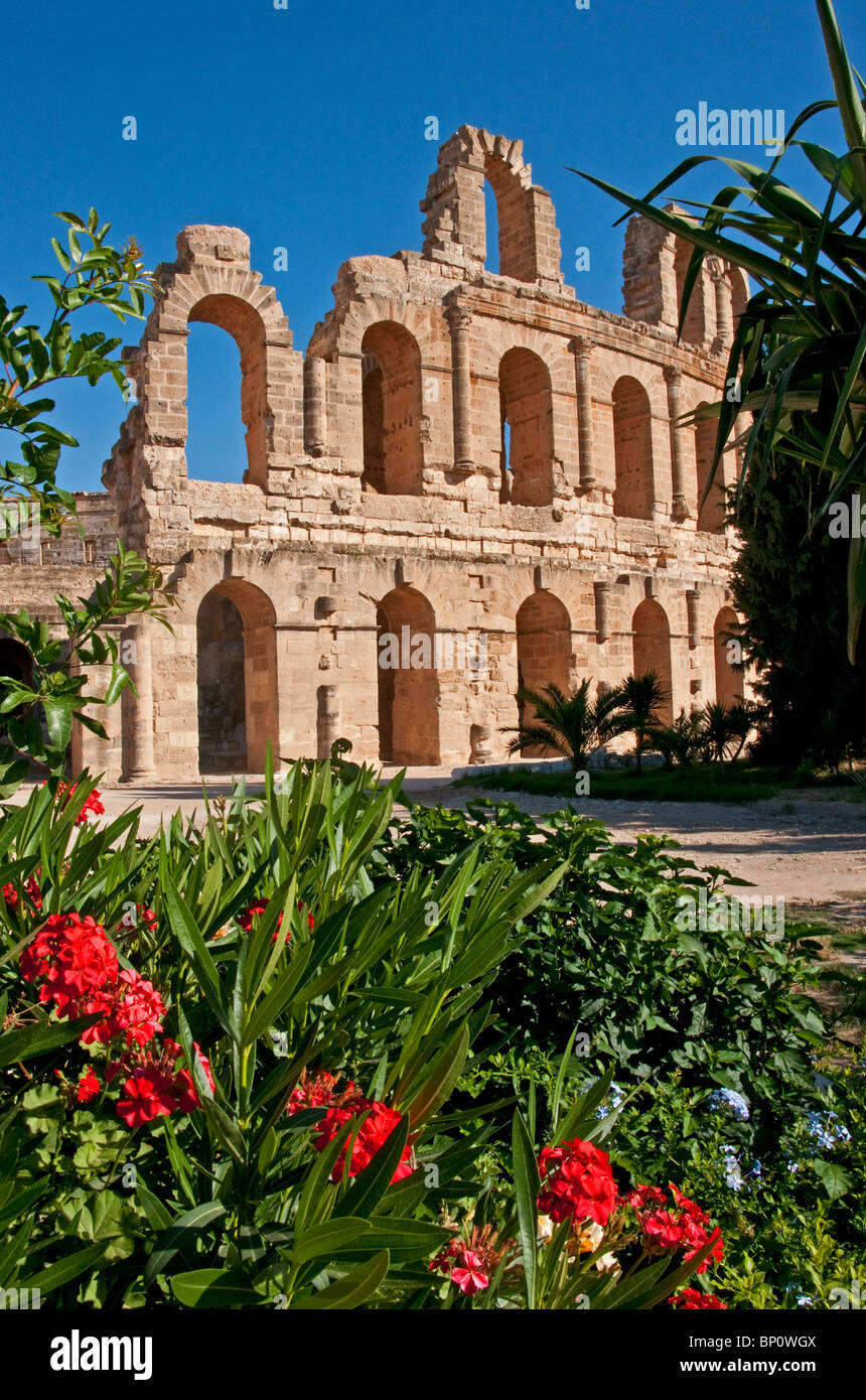 Roman amphitheater of El Djem or Thysdrus Stock Photo