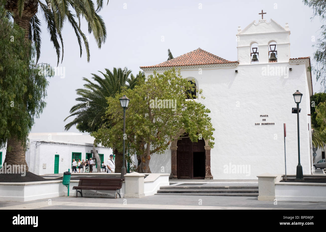 Catholic church in the village square Uga Lanzarote Canary Islands Spain Stock Photo