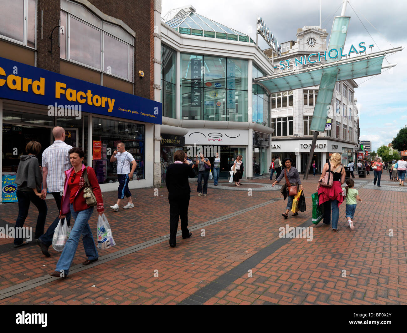 Shoppers in Sutton High Street Pedestrian Zone Surrey England Stock Photo
