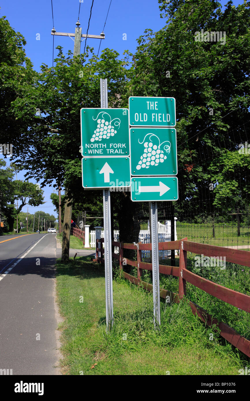 Signs on the wine trail of the north fork of eastern Long Island NY