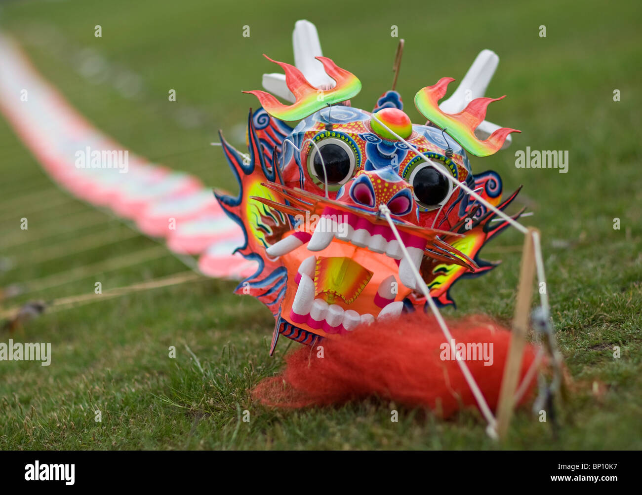 Dragons Head Chinese Kite on the ground Stock Photo Alamy