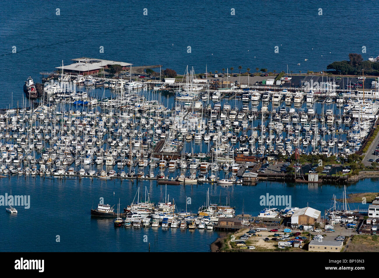 aerial view above marina Sausalito Marin county California Stock Photo