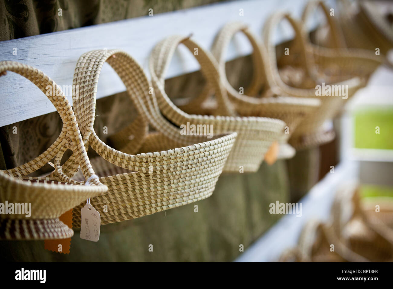 Gullah sweetgrass baskets on display in Mt Pleasant, SC Stock Photo Alamy