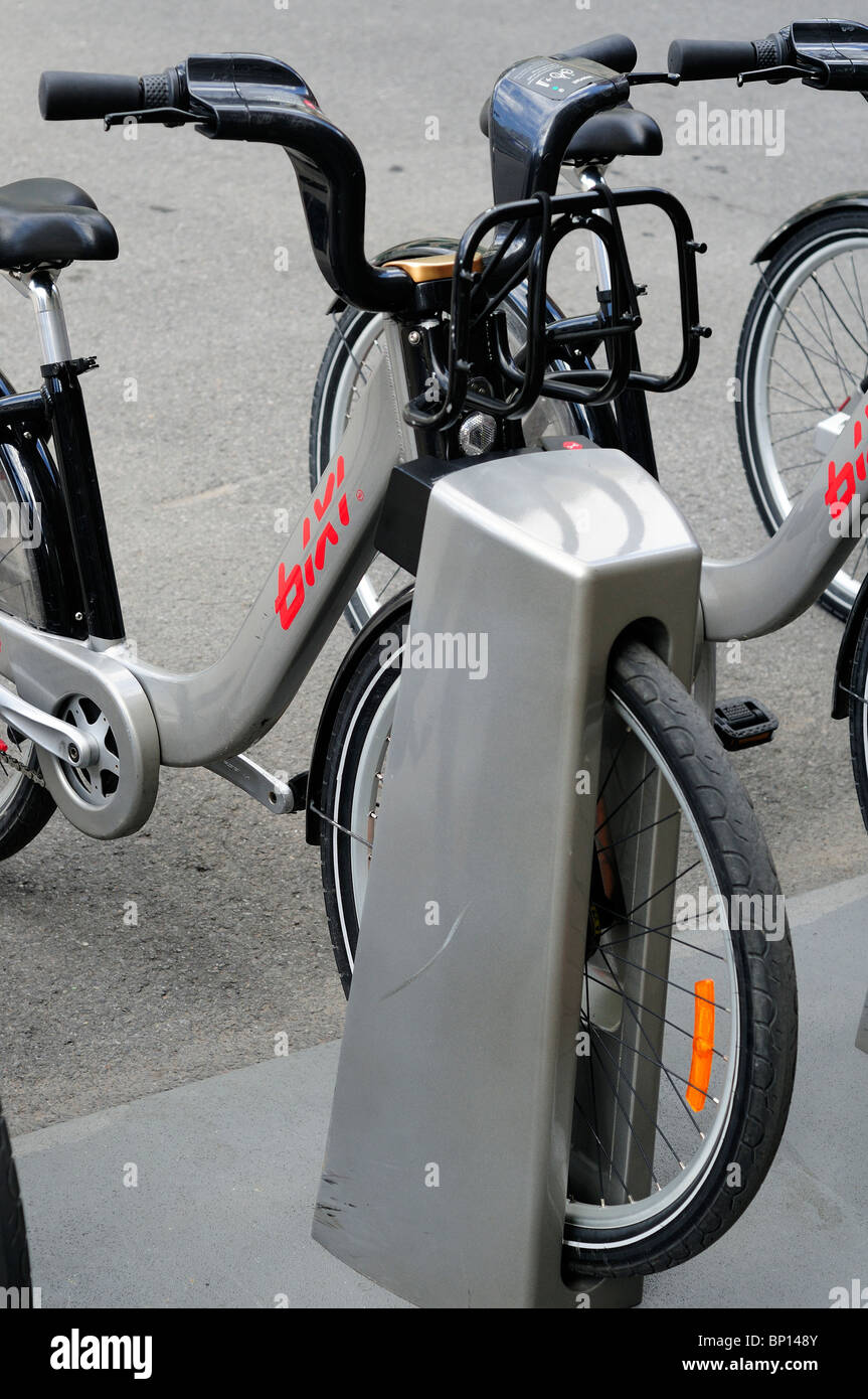 A Public Automatic Bixi Bike Rental Station In Montreal, Quebec, Canada