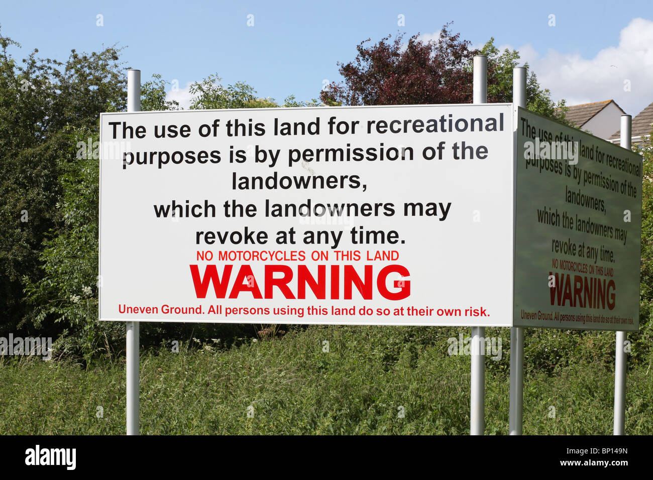 Sign warning that Land is for recreational purposes only Stock Photo ...