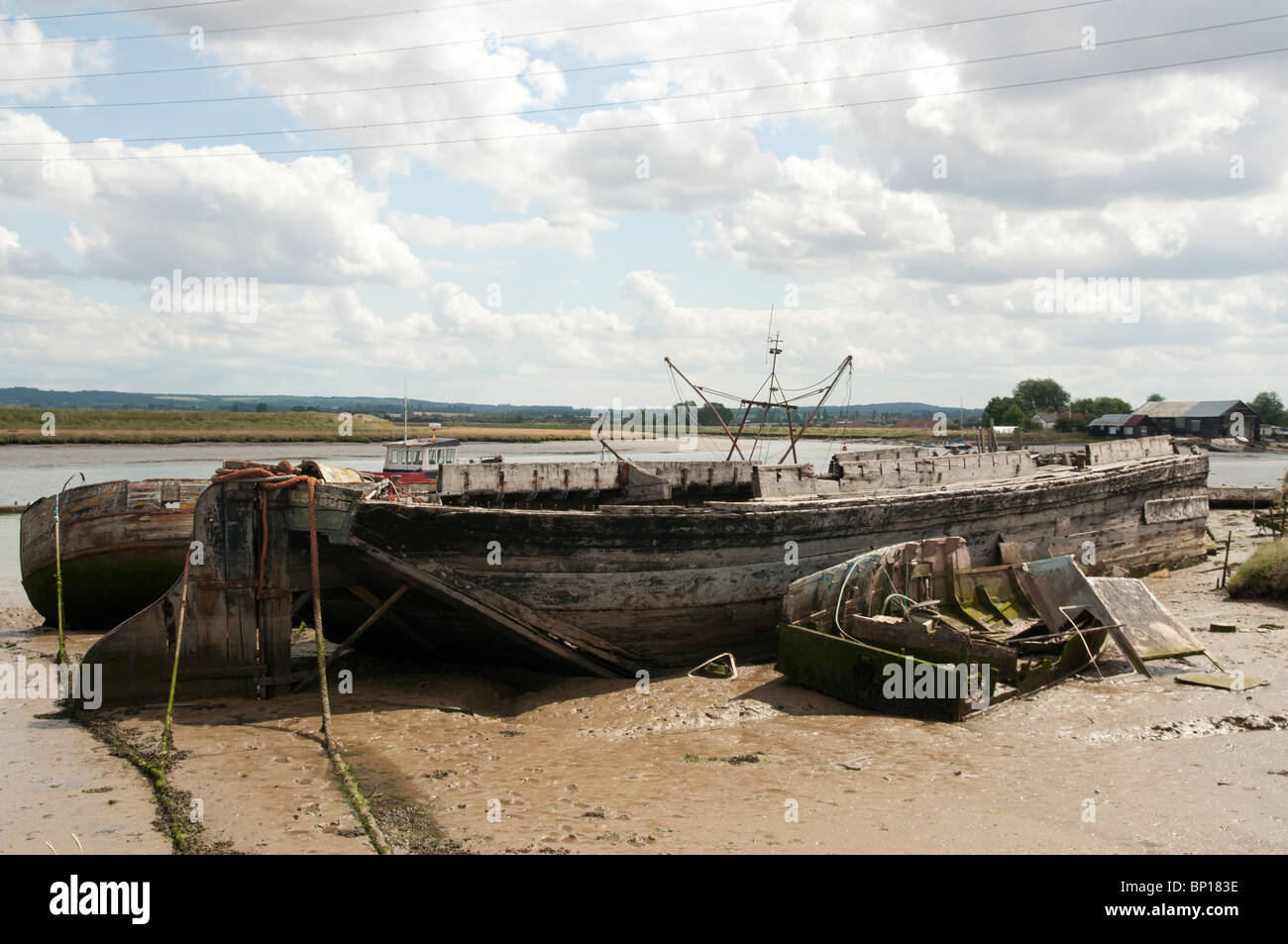 old thames barge wreck Oar creek Kent england UK Stock Photo