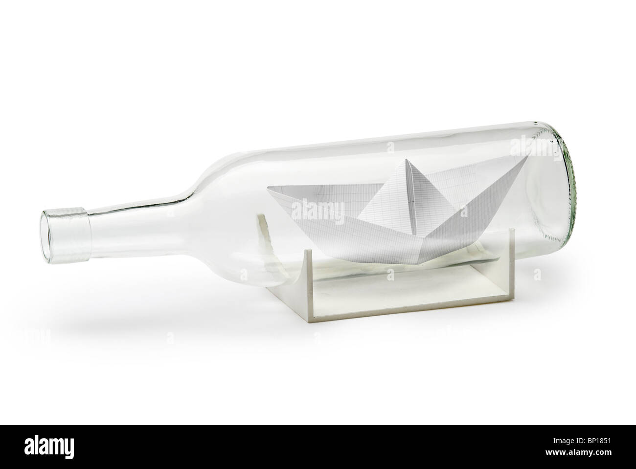 Paper boat in a bottle Stock Photo