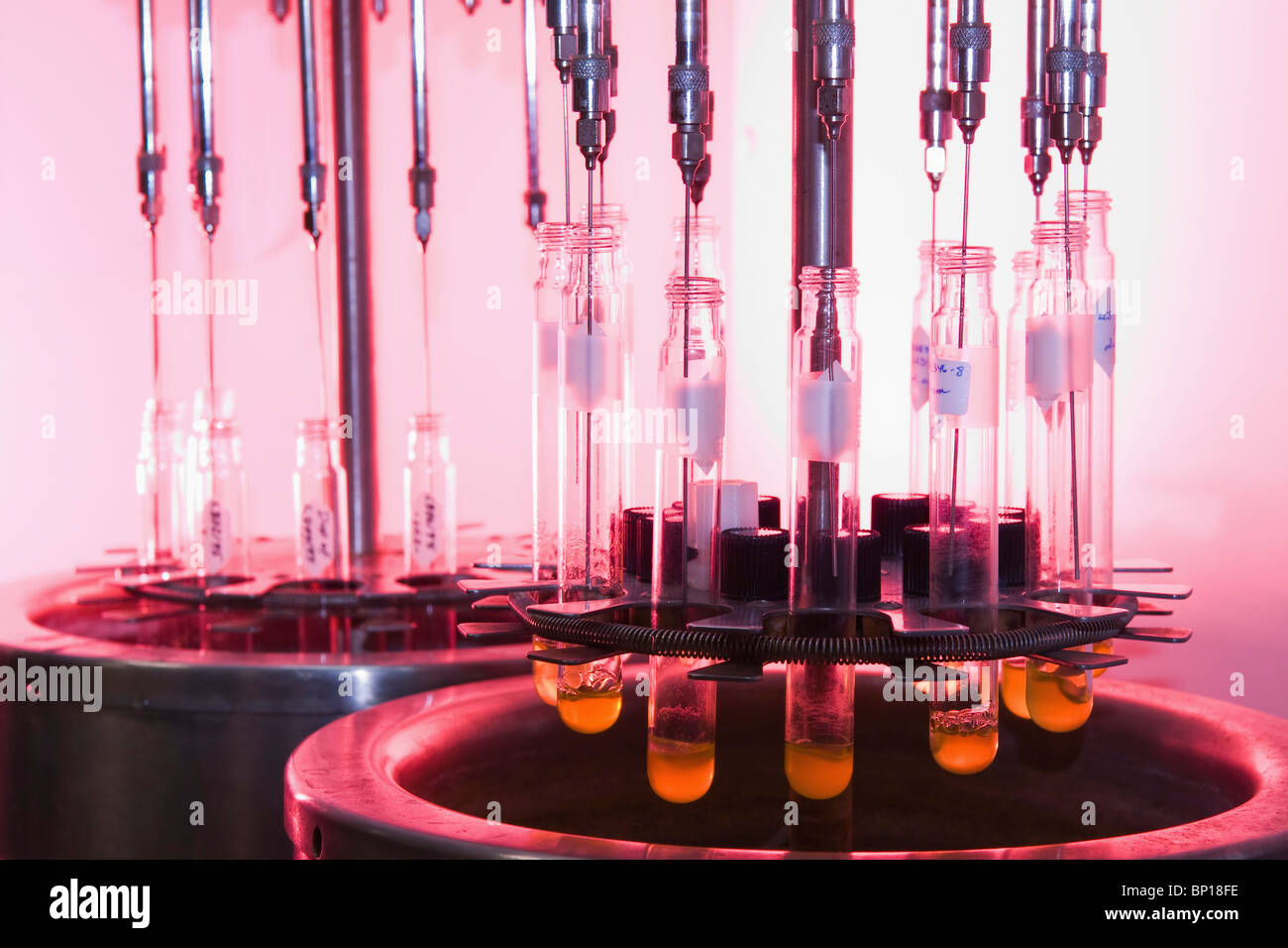 Edmonton, Alberta, Canada; Test Tubes Filled With Liquid In A