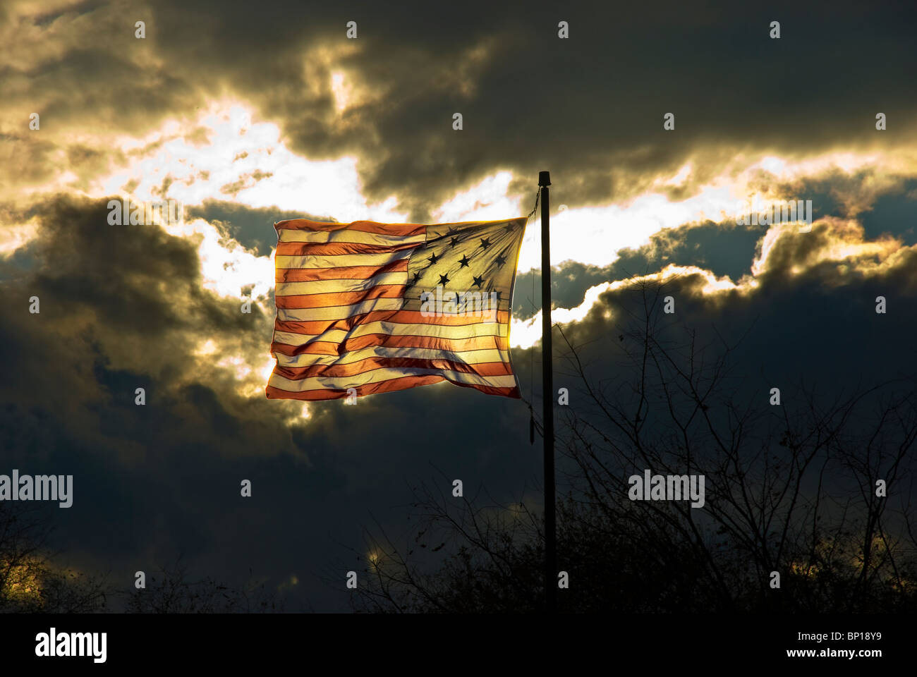 American flag with 15 stripes and 15 stars after May 1795 Stock Photo