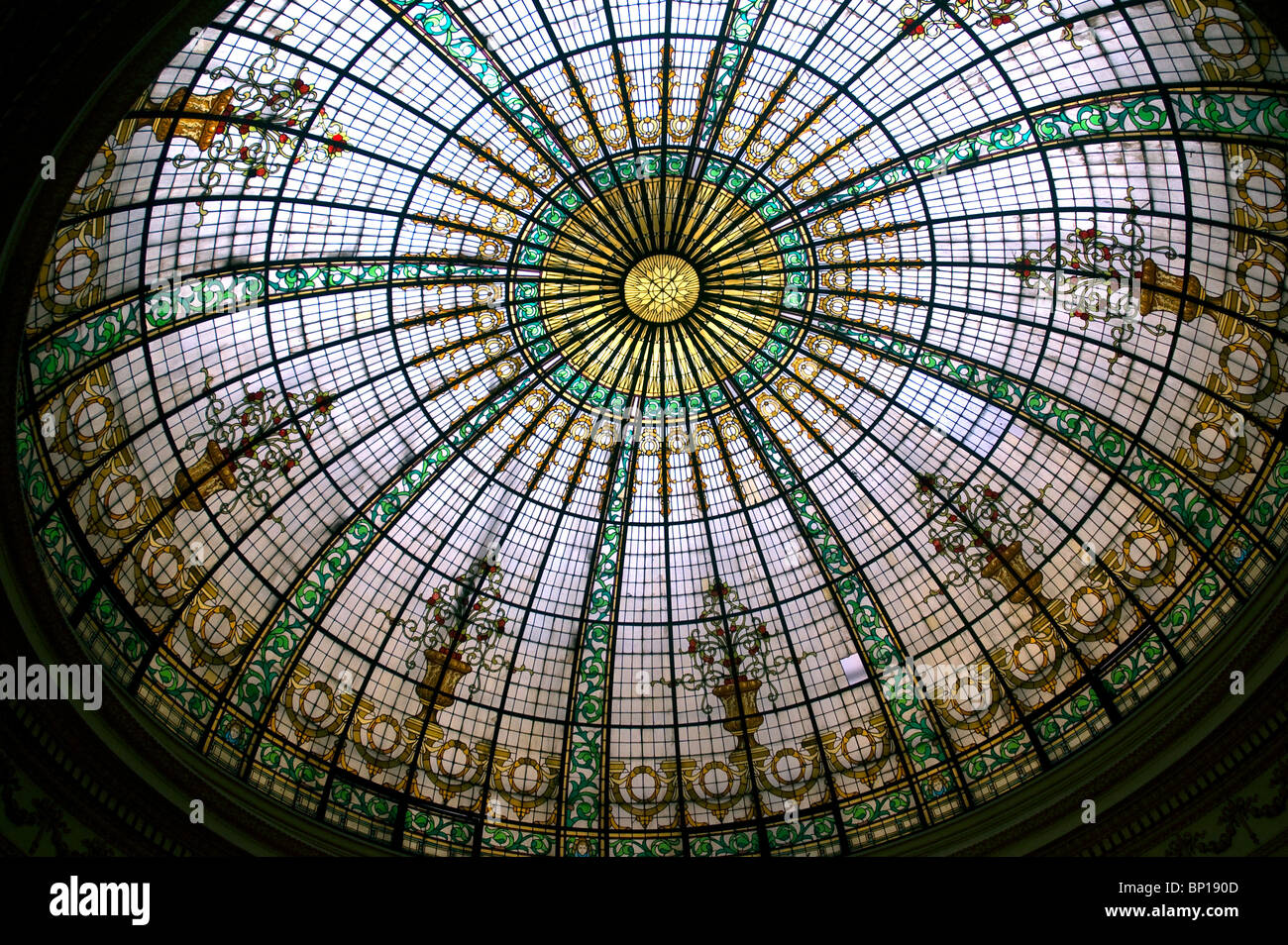 The Beautiful Stained Glass Dome Ceiling In The Gran Bolivar