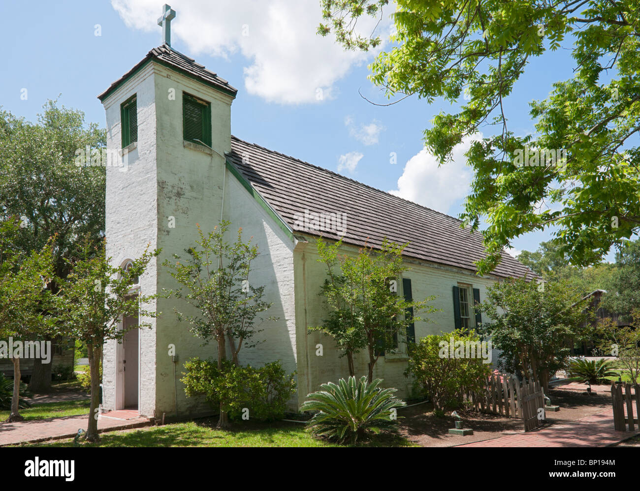 Louisiana, Lafayette Parish, Acadian Village, living history museum, New Hope Chapel Stock Photo