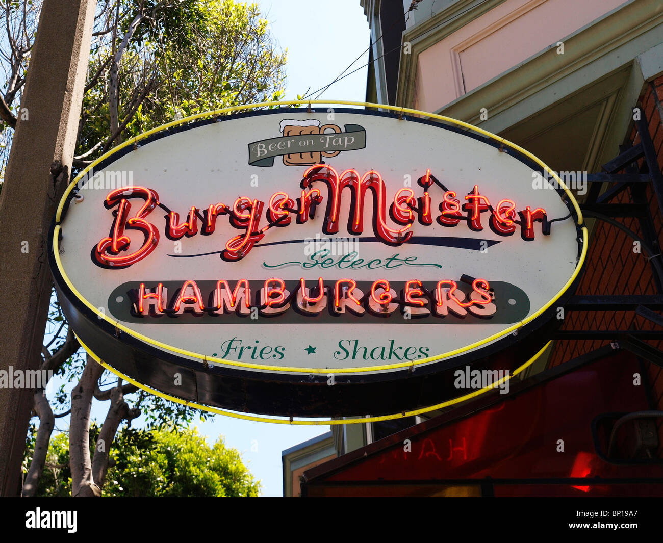 Burger Meister sign Columbus Avenue San Francisco Stock Photo - Alamy