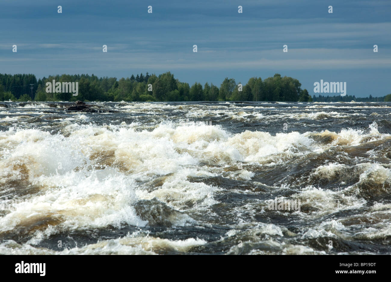 Torne River, Kukkola rapid, Finland Stock Photo