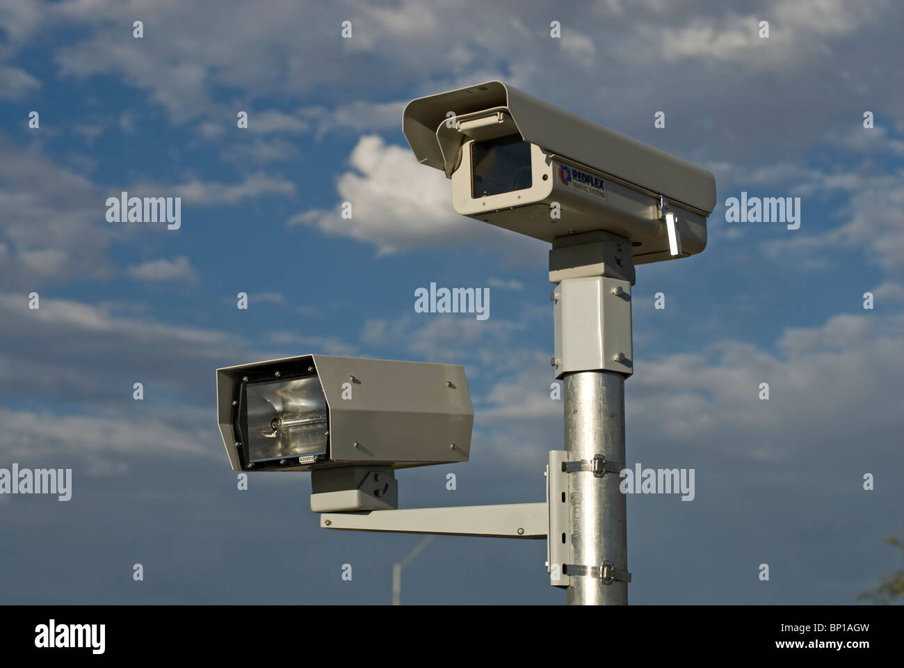 Redflex speed cameras at an intersection in Arizona, USA Stock Photo