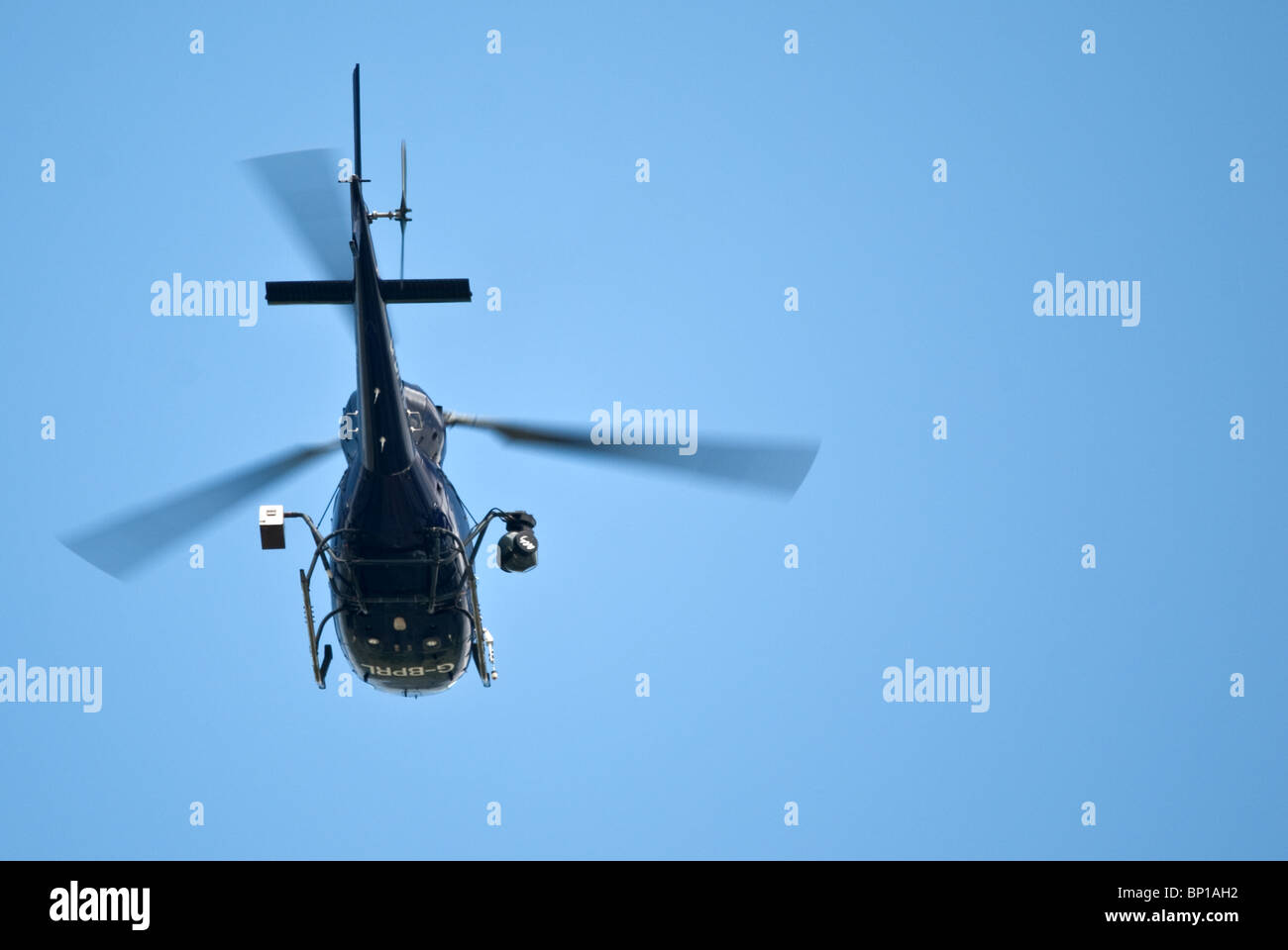 Helicopter filming UK MotoGP Stock Photo