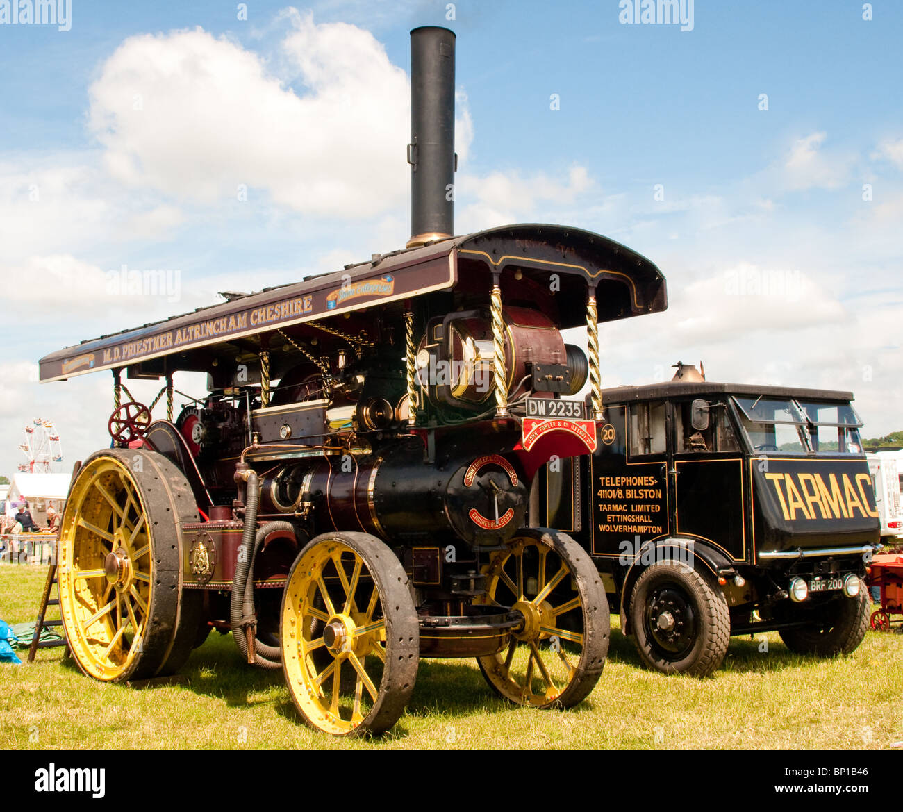 Vintage steamdriven vehicles on display at a Country Fair at Scorton