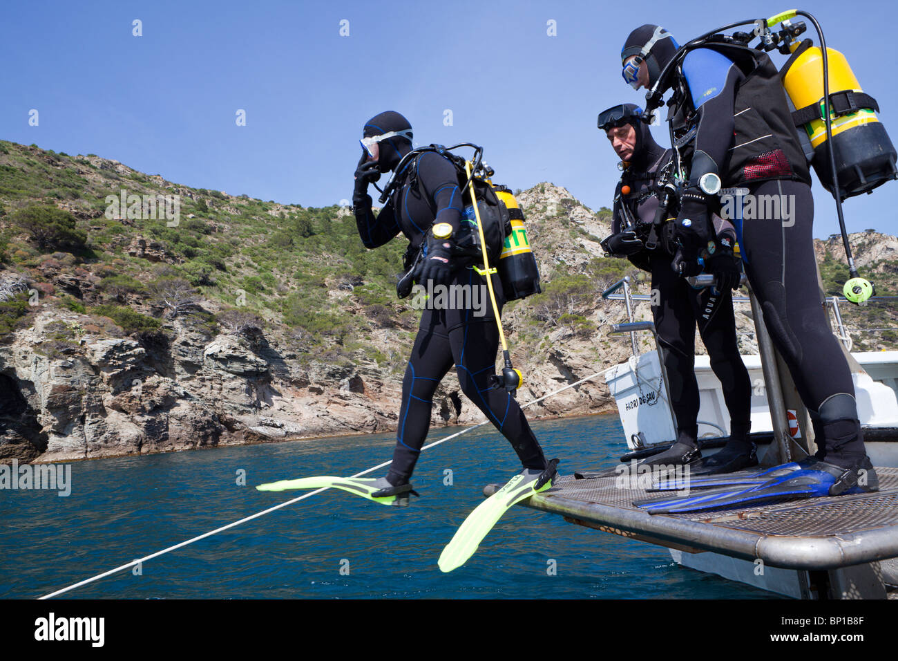 Scuba Diving at Costa Brava, Cap de Creus, Costa Brava, Spain Stock Photo