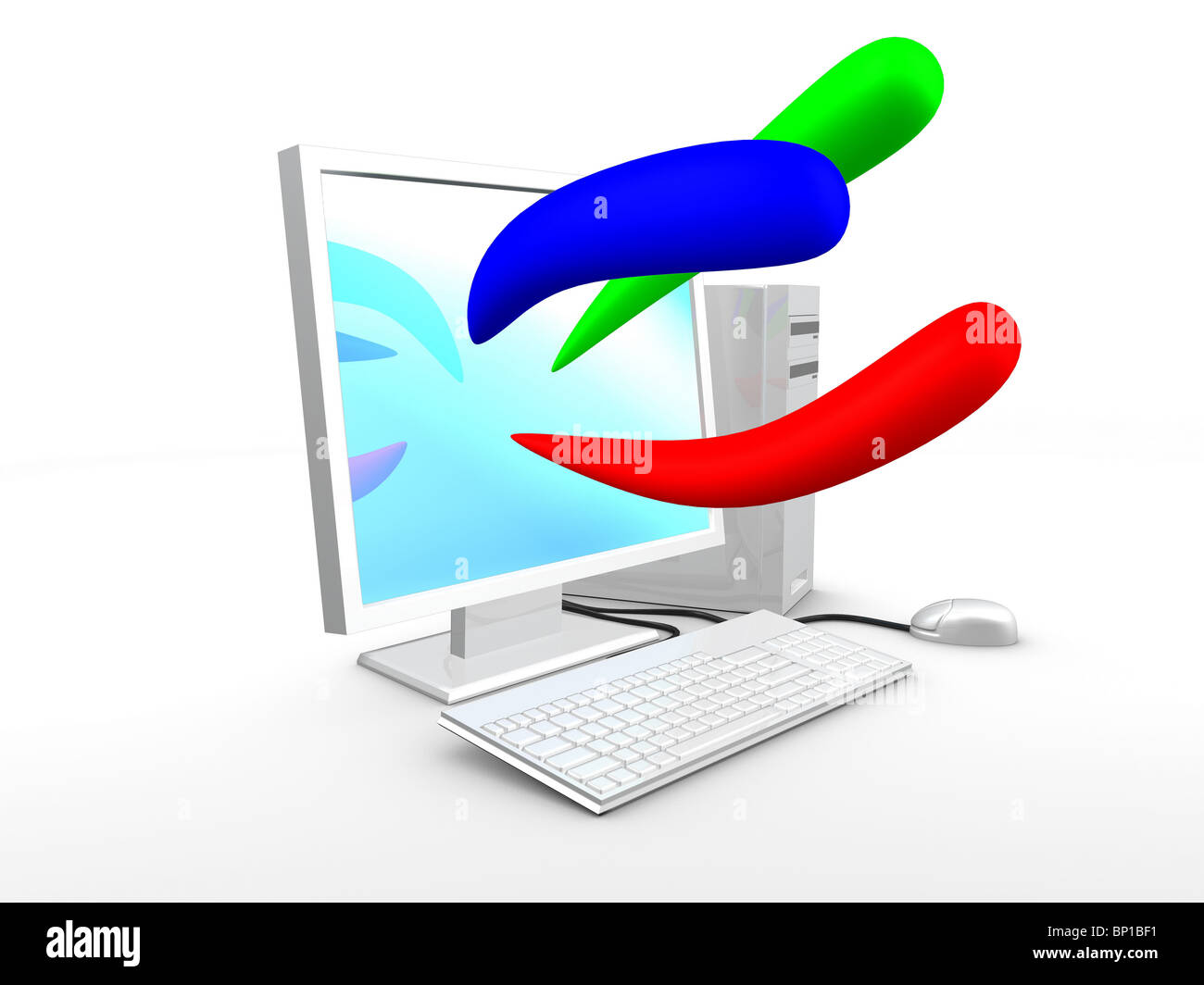 3d image, Computer with basic color, blue, red, green Stock Photo - Alamy