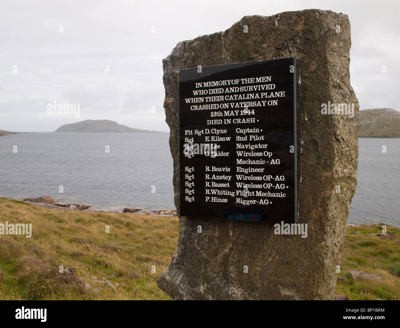 Memorial for Plane Crash on Vatersay, Scotland Stock Photo