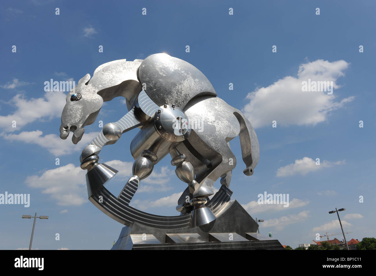 Mechanical Horse statue at Hauptbahnhof Berlin Central Station Berlin Germany Deutschland Europe Stock Photo