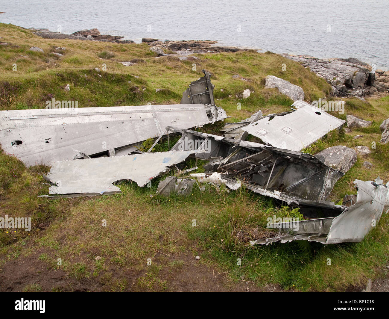 WWII Catalina wreckage on Vatersay Island, Scotland Stock Photo