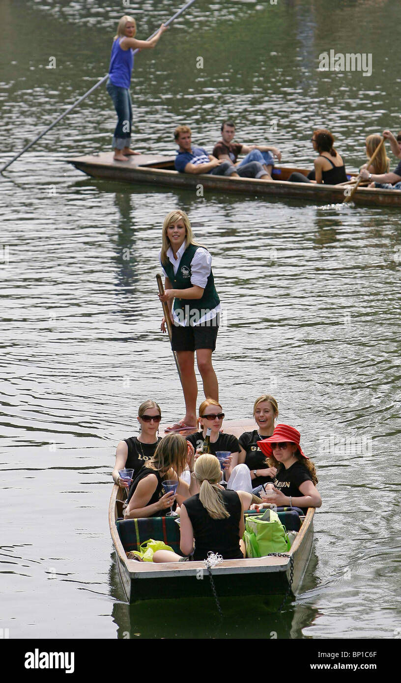 Punting on the river Cam in Cambridge England. Picture by James Boardman Stock Photo