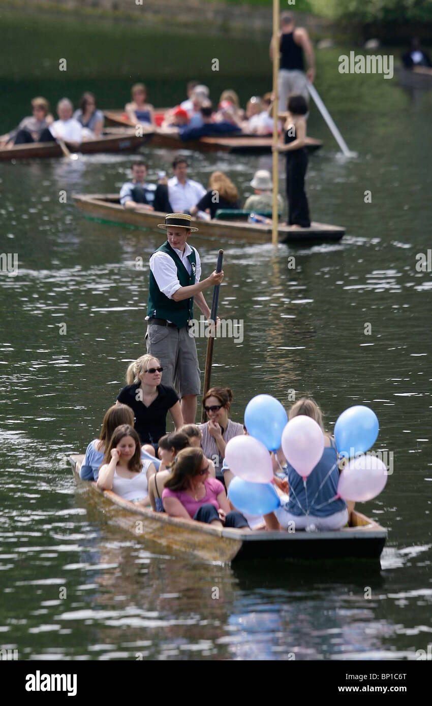 Punting on the river Cam in Cambridge England. Picture by James Boardman Stock Photo
